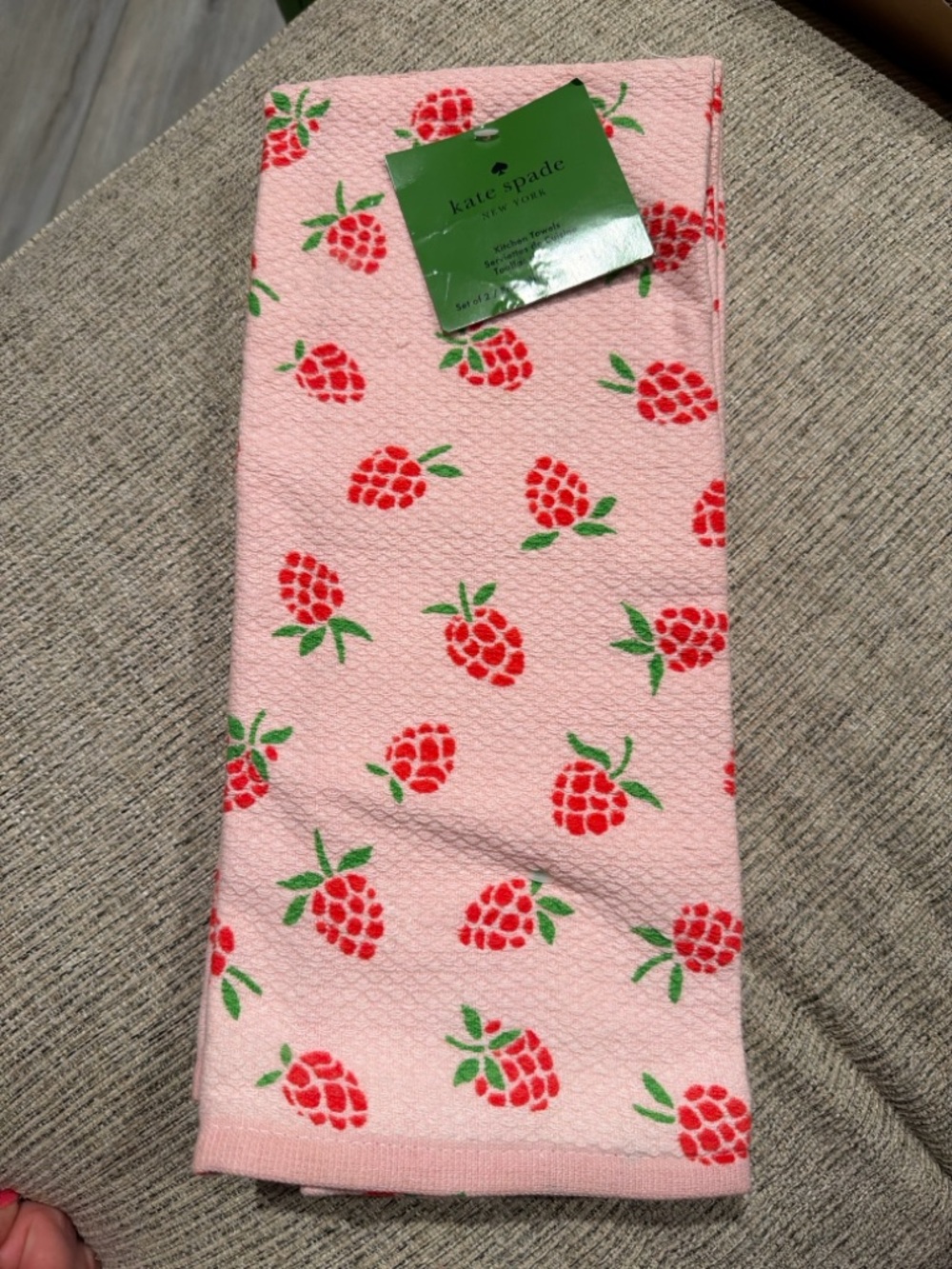 Kate Spade Raspberry Print Kitchen Towels Set of 2 Pink NWT BNNU